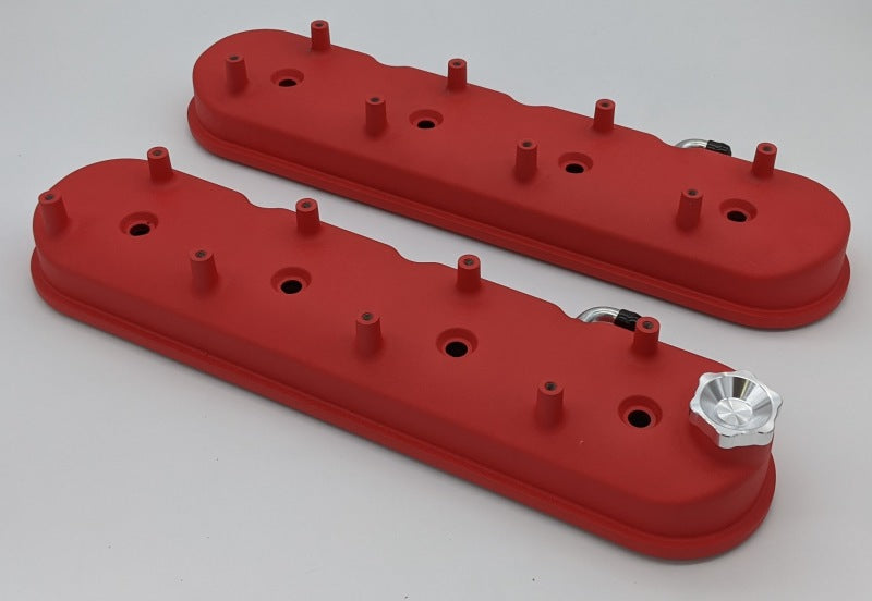 Granatelli Motor Sports 640363 Granatelli 96-22 GM LS Tall Valve Cover w/Integral Angled Coil Mounts - Red Wrinkle (Pair)