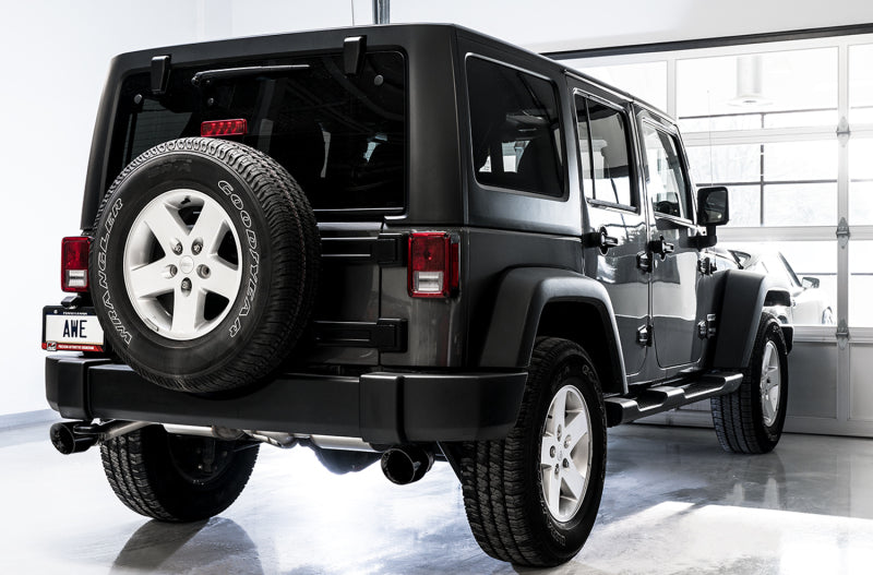 AWE Tuning 3015-33003 07-18 Jeep Wrangler JK/JKU 3.6L Tread Edition Axle-Back Dual Exhaust - Diamond Black Tips