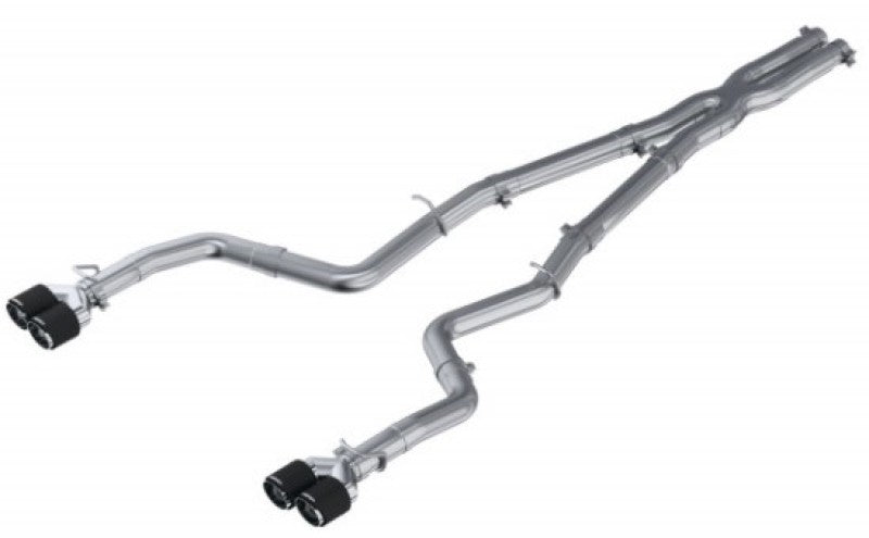 MBRP S71163CF 15-16 Dodge Challenger 5.7L HEMI SS 3in Quad Split Rear Exit w/ Carbon Fiber Tips - T304