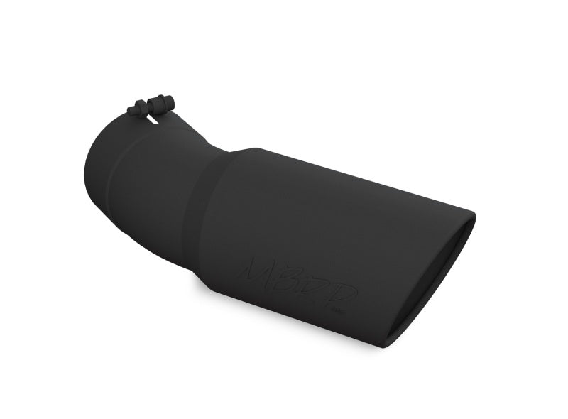 MBRP T5154BLK Universal Tip 6in OD 5in Inlet 15.5in Length 30 Deg Bend Angled Rolled End Black
