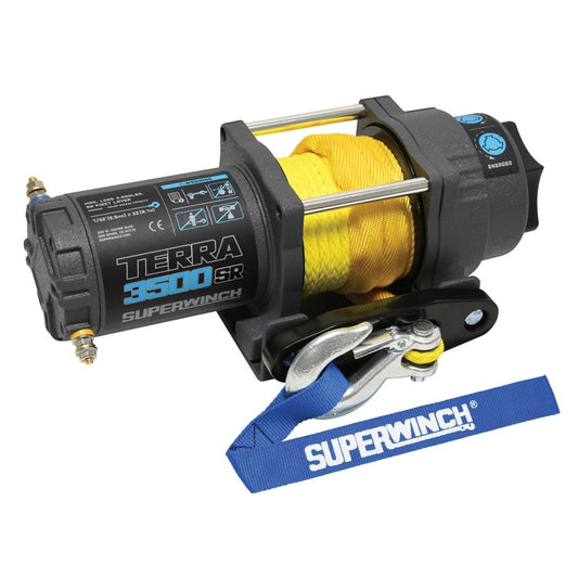 Superwinch 1135270 3500 LBS 12V DC 7/32in x 32ft Synthetic Rope Terra 3500SR Winch - Gray Wrinkle