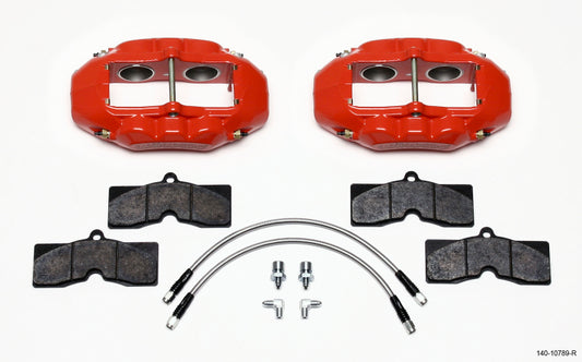 Wilwood 140-10789-R D8-4 Front Caliper Kit Red Corvette C2 / C3 65-82