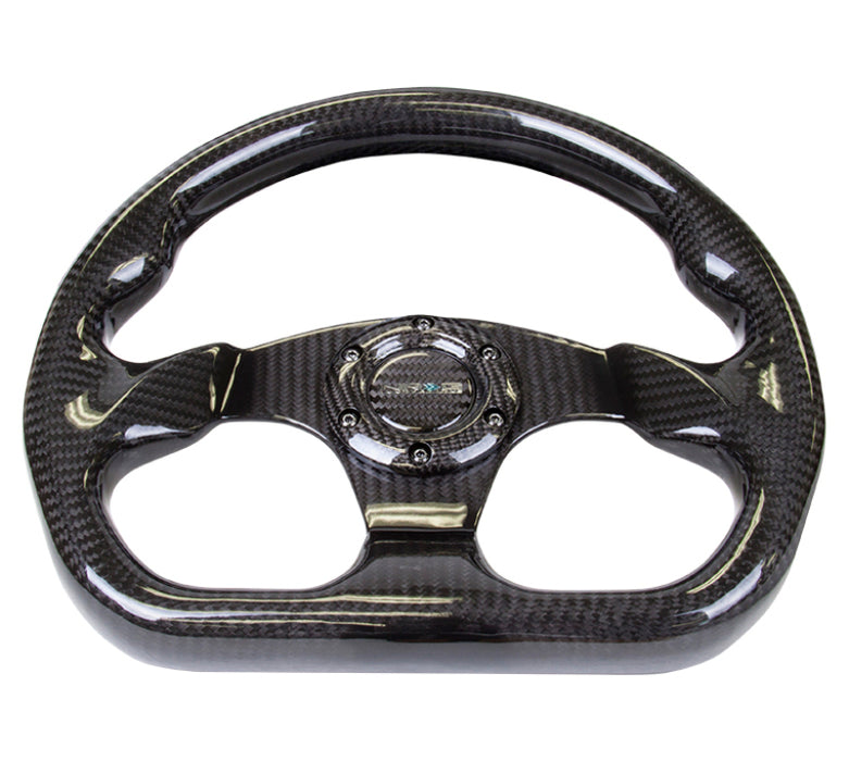 NRG ST-009CF/BK Carbon Fiber Steering Wheel (320mm) Flat Bottom w/Shiny Black Carbon