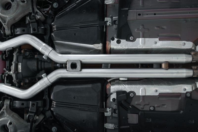 MBRP S72073CF 18-22 Ford Mustang GT 5L T304 SS 3in Cat-Back Dual Rear w/4in Quad Carbon Fiber Tips (Race)
