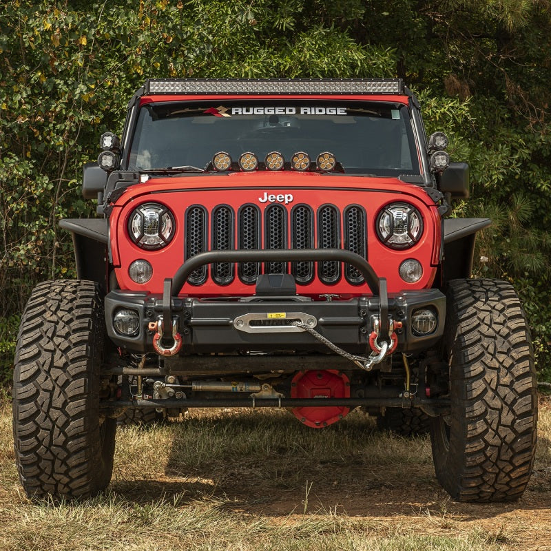 Rugged Ridge 11549.14 Arcus Front Bumper Tube Overrider Black JK