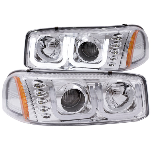 ANZO 111304 1999-2006 GMC Sierra 1500 Projector Headlights w/ U-Bar Chrome