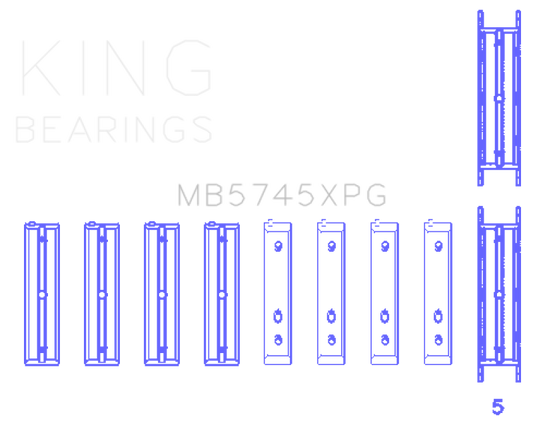 King Engine Bearings MB5745XPG.026 Subaru FA20 FB20 Performance Tri-Metal Main Bearing Set - Size +.025mm