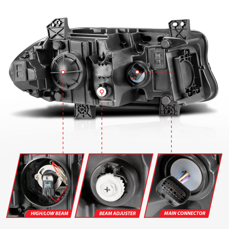 ANZO 121559 2015-2018 Dodge Charger Projector Headlights Plank Style Black