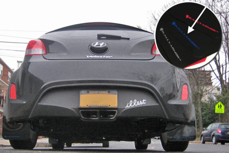 Rally Armor MF24-UR-BLK/BL 12-18 Hyundai Veloster Black UR Mud Flap w/ Blue Logo