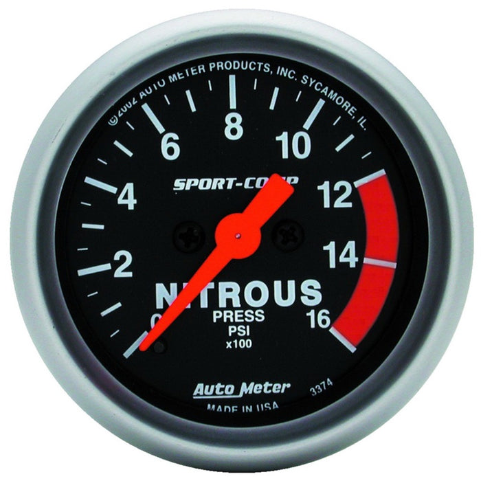 AutoMeter 3374 Gauge Nitrous Pressure 2-1/16in. 1600PSI Digital Stepper Motor Sport-Comp