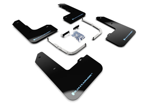 Rally Armor MF57-UR-BLK/PBL 19-22 Hyundai Veloster N Black UR Mud Flap w/ Performance Blue Logo