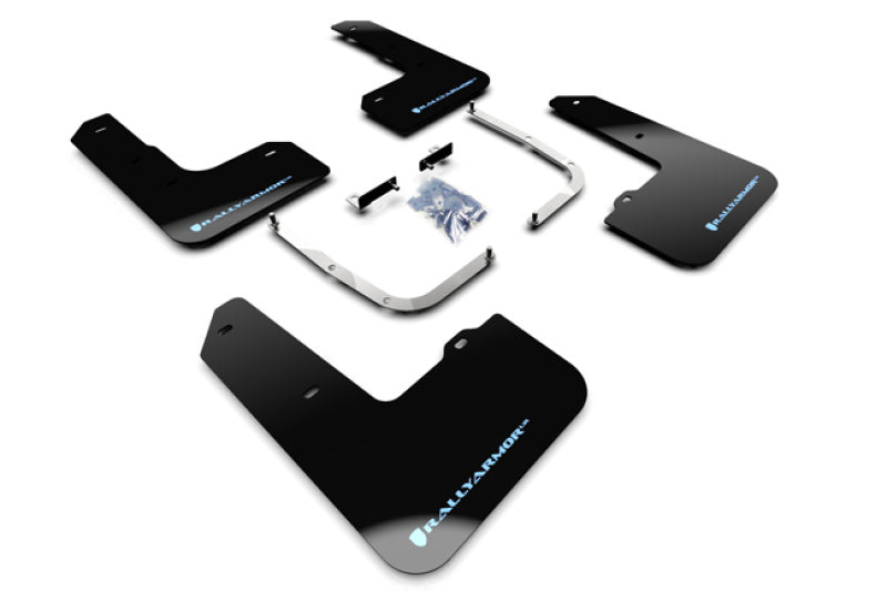 Rally Armor MF57-UR-BLK/PBL 19-22 Hyundai Veloster N Black UR Mud Flap w/ Performance Blue Logo