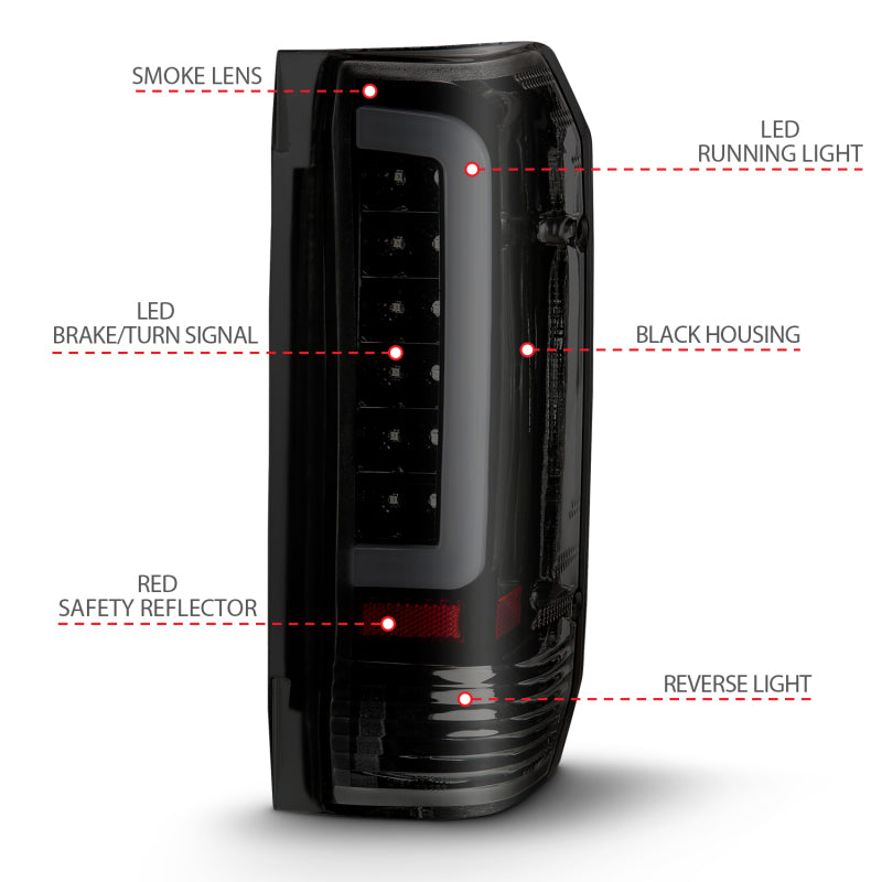 ANZO 311351 1987-1996 Ford F-150 LED Taillights Black Housing Smoke Lens (Pair)