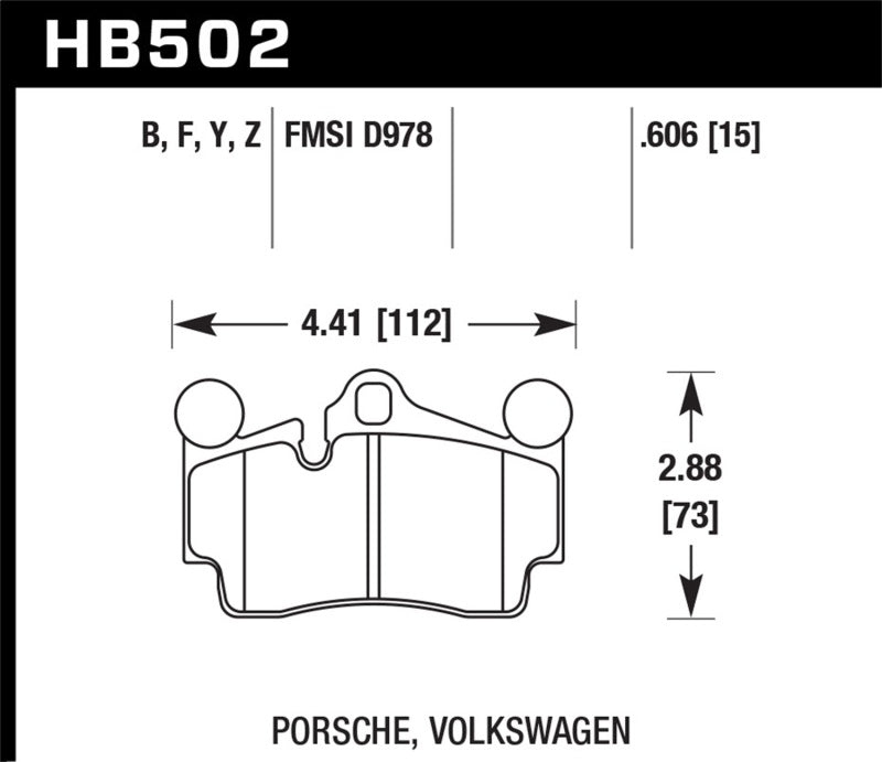 Hawk Performance HB502Z.606 Hawk Porsche / Volkswagen Performance Ceramic Street Rear Brake Pads