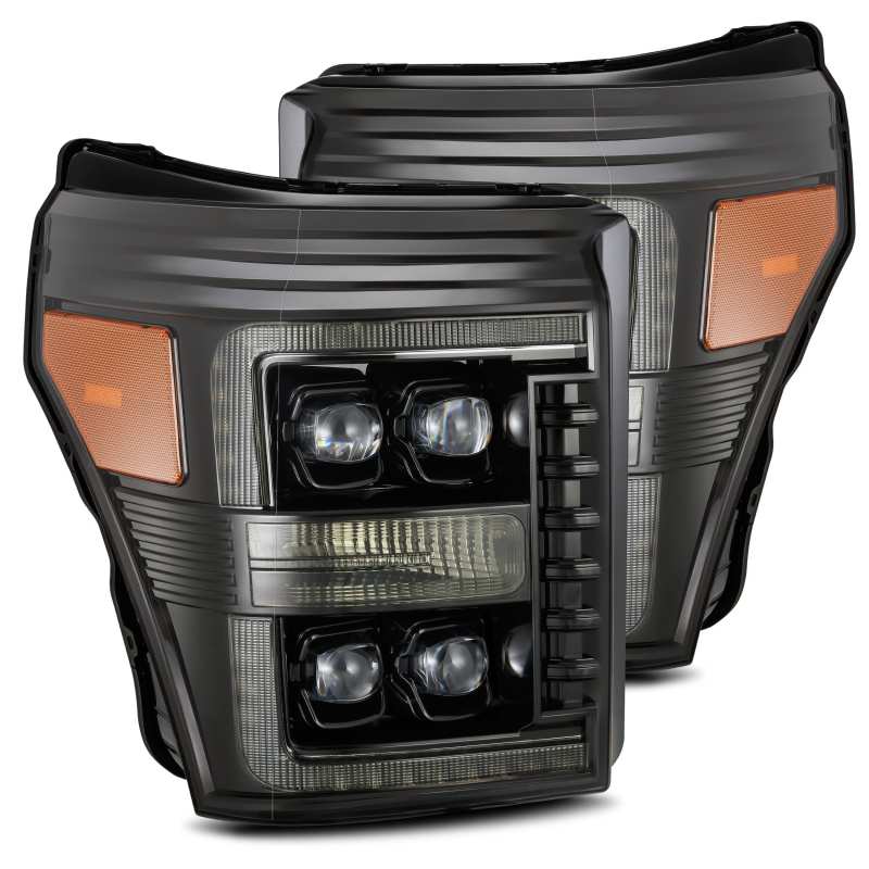 AlphaRex 880147 11-16 Ford F-350 SD NOVA LED Proj Headlights Plank Style Alpha Blk w/Activ Light/Seq Signal
