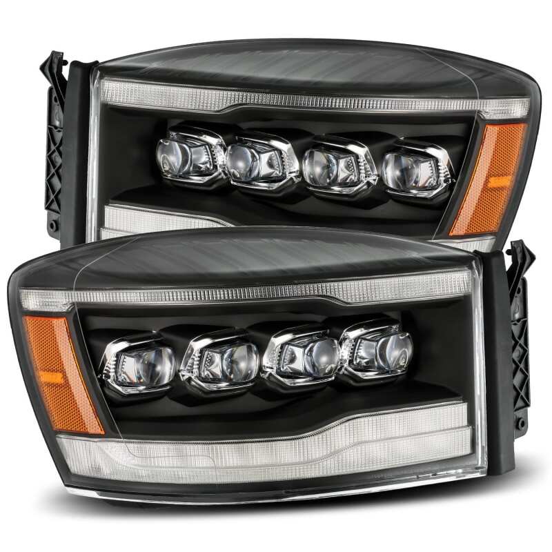 AlphaRex 880536 06-08 Dodge RAM 1500HD NOVA LED ProjHeadlights Plank Style Blk w/Seq Signal/DRL/Amber LED
