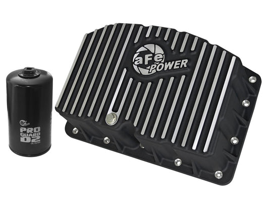 aFe 46-70322 AFE Pro Series Engine Oil Pan Black w/Machined Fins; 11-16 Ford Powerstroke V8-6.7L (td)
