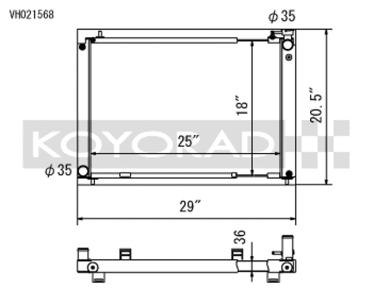 Koyo VH021568 03-06 Nissan 350Z VQ35DE (MT) Cross Flow Radiator