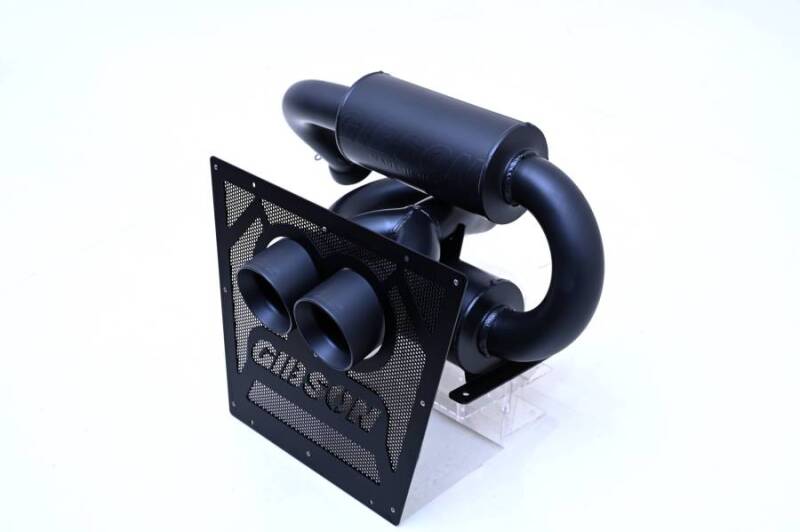 Gibson 98057 2024 Cam-Am Maverick R 4in. T304 Stainless Round Dual Wall Slash-Cut Tip - Black Ceramic