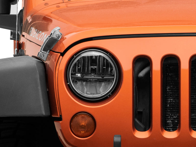 Raxiom J108039 97-18 Jeep Wrangler TJ/JK Axial Series LED Headlights- Black Housing (Clear Lens)