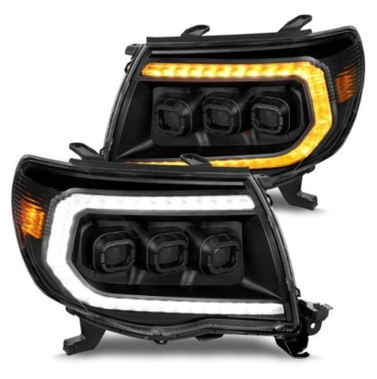 ANZO 111640A 05-11 Toyota Tacoma Full LED Projector Headlights White DRL/Init/SeqSig Black - Pair