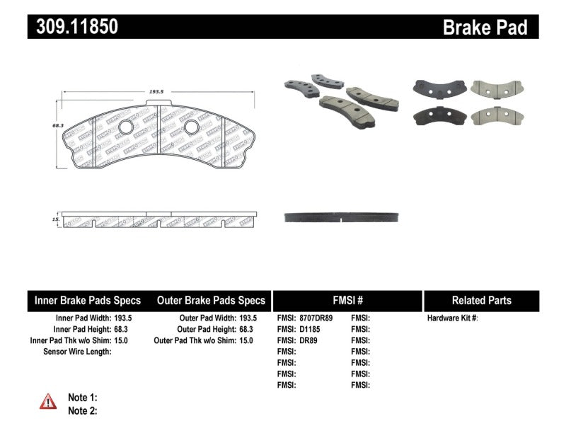 Stoptech 309.11850 StopTech Performance 06-09 Chevrolet Corvette Z06 Front Brake Pads
