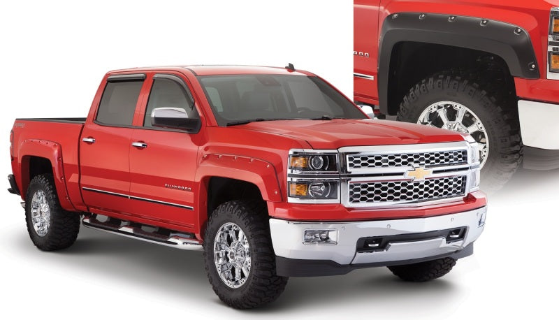 Bushwacker 40942-02 07-13 Chevy Silverado 1500 Fleetside Pocket Style Flares 4pc 69.3in Bed - Black