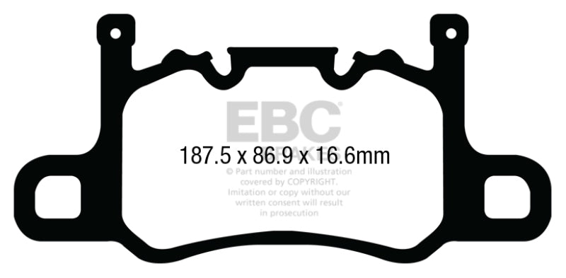 EBC DP42207R 13-15 Porsche 911 (991) (Cast Iron Rotor only) 3.8 GT3 Yellowstuff Rear Brake Pads