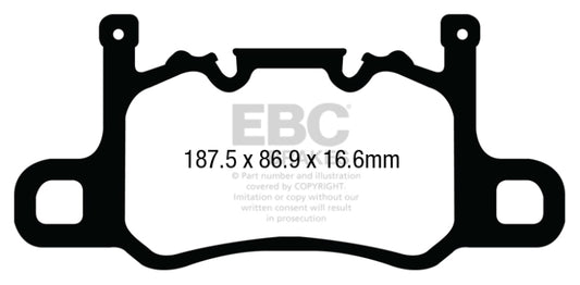 EBC DP42207R 13-15 Porsche 911 (991) (Cast Iron Rotor only) 3.8 GT3 Yellowstuff Rear Brake Pads
