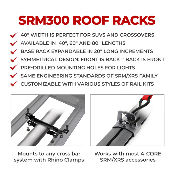 Go Rhino 5933042T SRM300 Dual Rail Kit (For 40x40in. Rack) - Tex. Blk (Rails ONLY - Req. Platform)