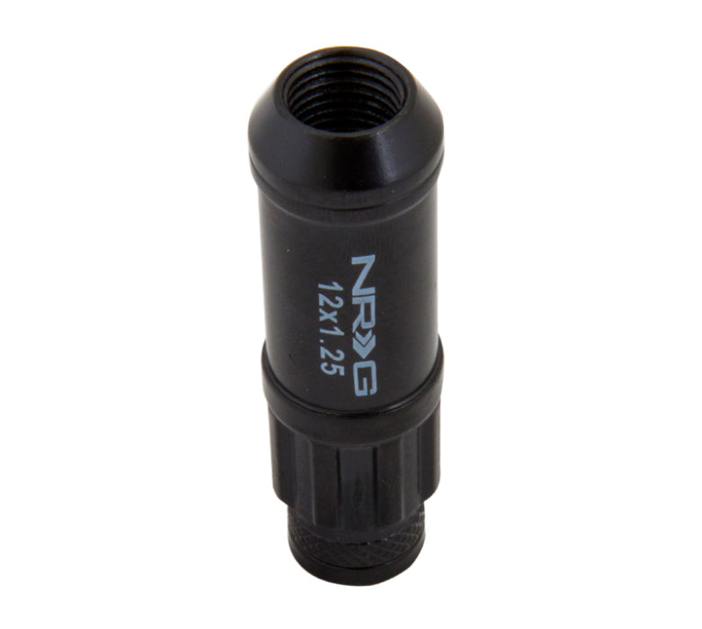 NRG LN-LS710BK-21 700 Series M12 X 1.25 Steel Lug Nut w/Dust Cap Cover Set 21 Pc w/Locks & Lock Socket - Black