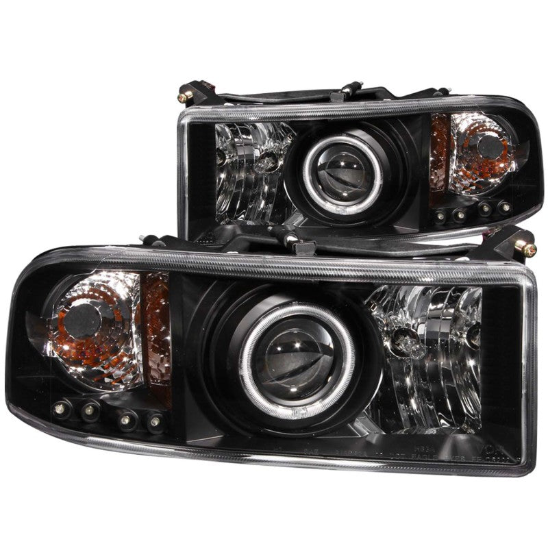 ANZO 111065 1994-2001 Dodge RAM Projector Headlights w/ Halo Black