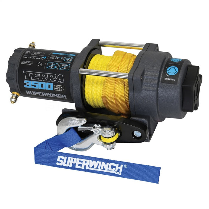 Superwinch 1135270 3500 LBS 12V DC 7/32in x 32ft Synthetic Rope Terra 3500SR Winch - Gray Wrinkle