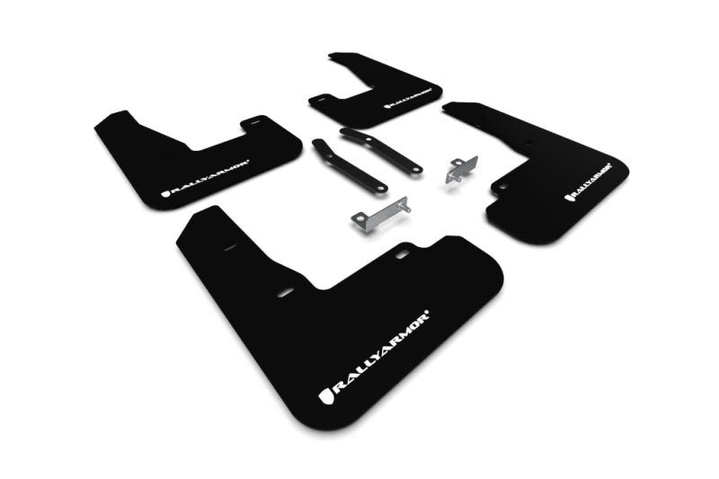 Rally Armor MF59-UR-BLK/WH 19-21 Hyundai Elantra GT N Line/i30 Black UR Mud Flap w/White Logo