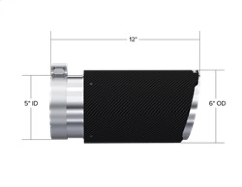 MBRP T5075CF Universal Carbon Fiber Tip 6in OD/5in Inlet/12in L - Angle Cut Tip