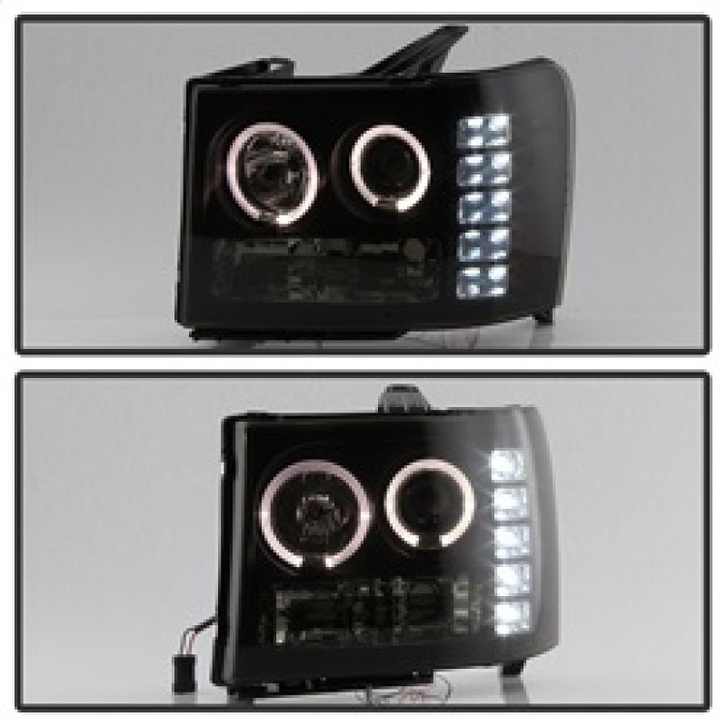 SPYDER 5078506 Spyder GMC Sierra 1500/2500 07-13 Projector Headlights LED Halo- LED Blk Smke PRO-YD-GS07-HL-BSM