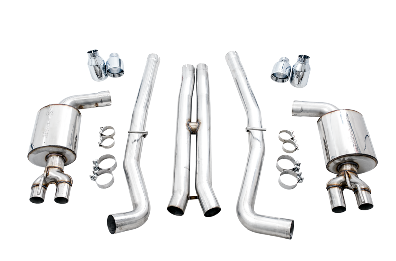 AWE Tuning 3020-42076 2017+ Challenger 5.7L Touring Edition Exhaust - Non-Resonated - Chrome Silver Quad Tips