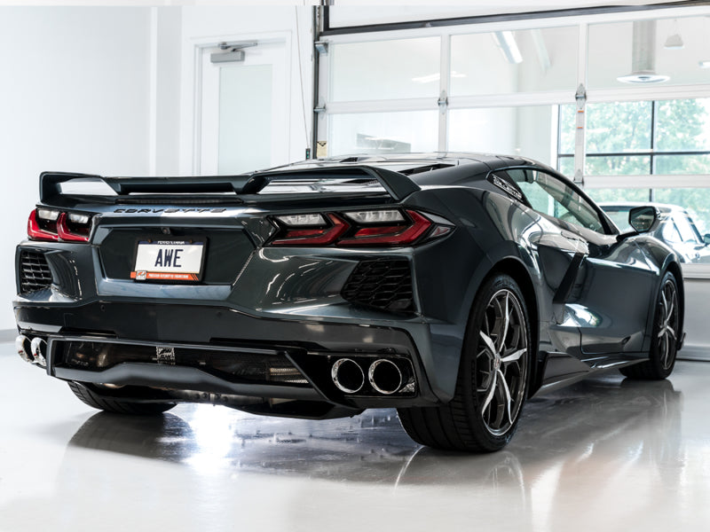 AWE Tuning 3015-42151 2020 Chevrolet Corvette (C8) Touring Edition Exhaust - Quad Chrome Silver Tips