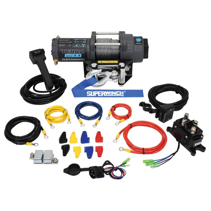 Superwinch 1125260 2500 LBS 12V DC 3/16in x 40ft Steel Rope Terra 2500 Winch - Gray Wrinkle