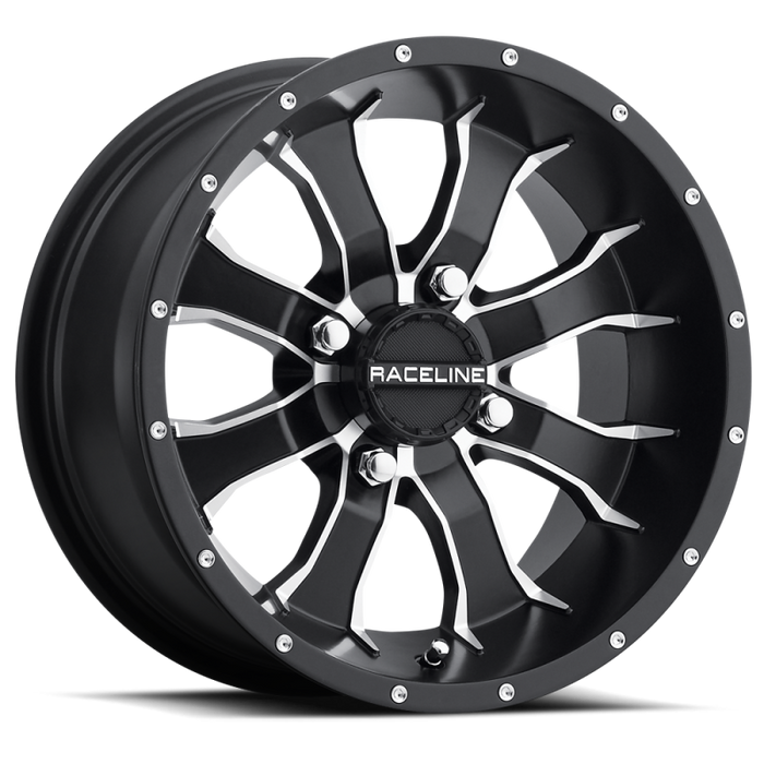 Raceline A7747056-43 A77 Mamba 14x7in / 4x156 BP / 5mm Offset / 132.5mm Bore - Black & Machined Wheel