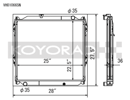 Koyo VH010665N 96-02 Toyota 4Runner 2.7L / 3.4L w/ 5MT Radiator (Requires Cap PN SK-C13)