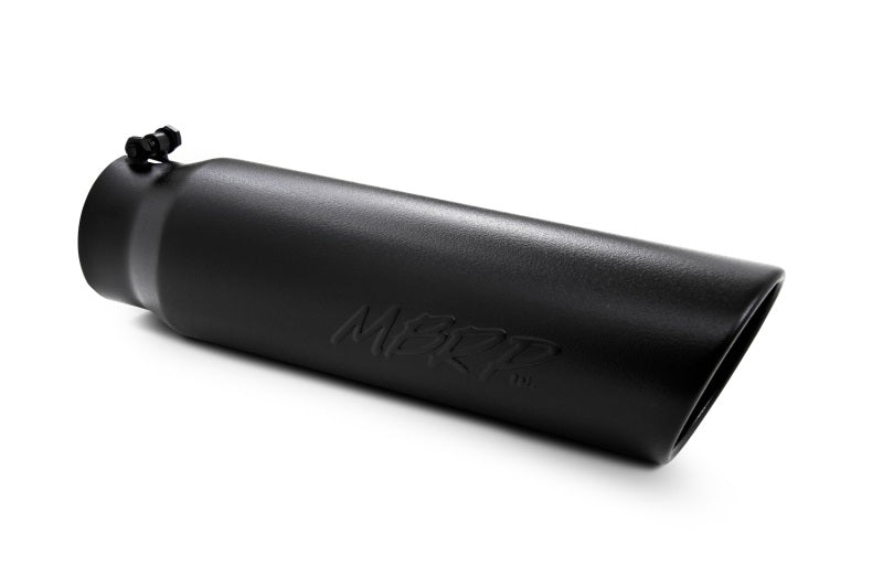 MBRP T5124BLK Universal 5in OD Angled Rolled End 4in Inlet 18in Lgth Black Finish Exhaust Tip