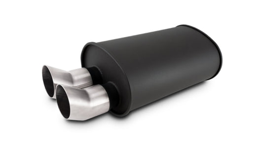 Vibrant 12336 Streetpower Flat Blk Muffler 9.5x6.75x15in Body Inlet ID 3in Tip OD 3in w/Dual DTM Tips