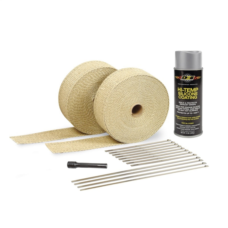 DEI 10112 Exhaust Wrap Kit - Tan Wrap & Aluminum HT Silicone Coating (Aerosol)