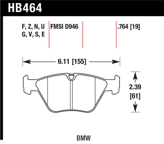 Hawk Performance HB464U.764 Hawk BMW 330Ci/330i/330Xi/M3/X3/Z4 DTC-70 Front Race Pads