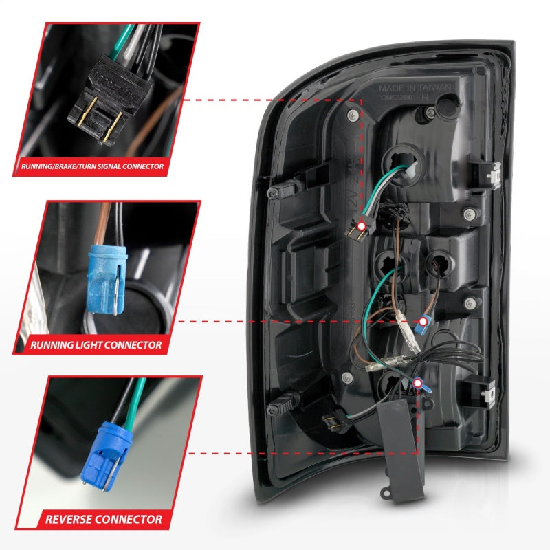 ANZO 311465 14-18 GMC Sierra 1500 Full LED Taillights Black Housing Smoke Lens (w/C Light Bars)