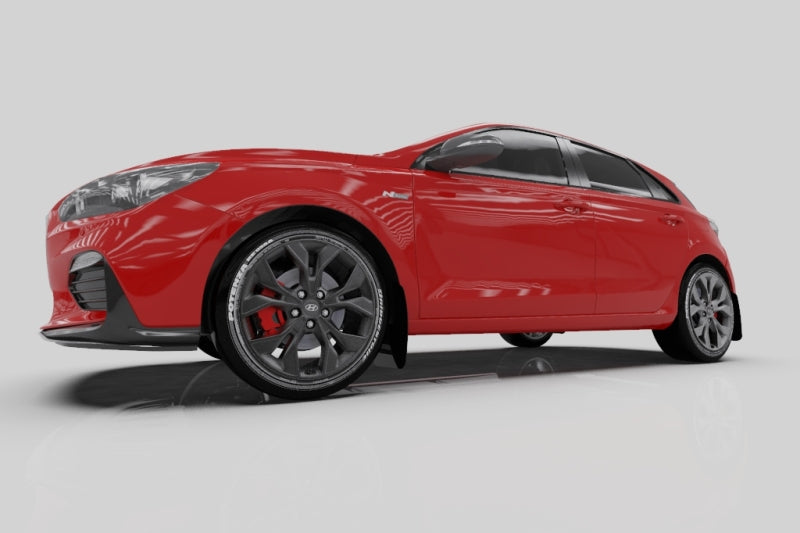 Rally Armor MF59-UR-BLK/WH 19-21 Hyundai Elantra GT N Line/i30 Black UR Mud Flap w/White Logo