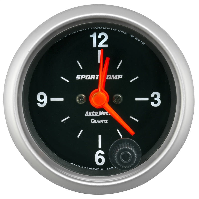 AutoMeter 3385 Autometer Sport-Comp 2-1/16in. 12 Hour Analog Clock Gauge