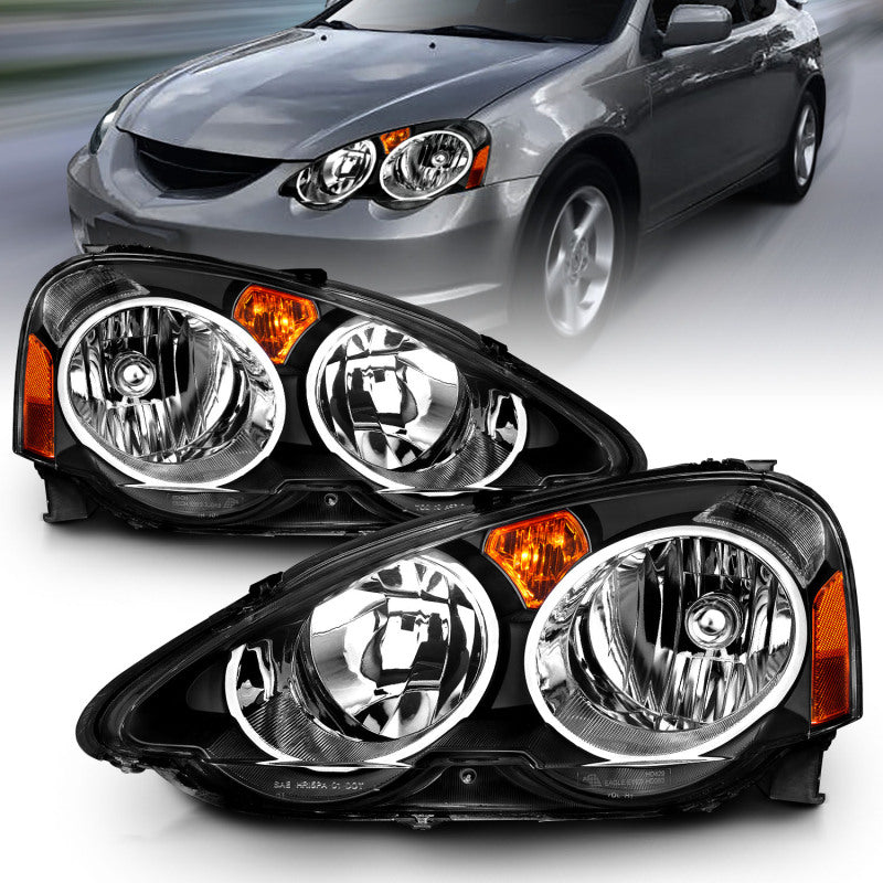 ANZO 121209 2002-2004 Acura RSX Crystal Headlights Black