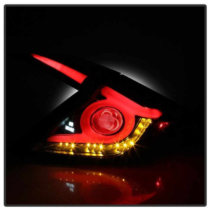 SPYDER 5086051 Spyder 16-19 Honda Civic 4 Door Light Bar LED Tail Lights - Black - ALT-YD-HC164D-LB-BK